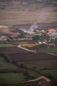 High angle view of agricultural field