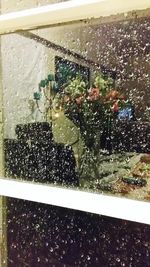 Close-up of water drops on glass