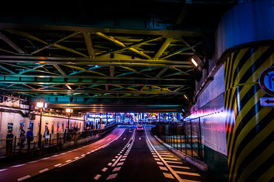 Road under bridge in city