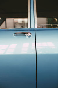 Close-up of blue car window