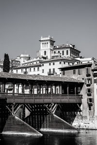 Bridge over river connecting building