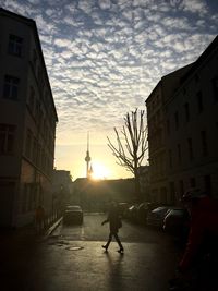 City street at sunset