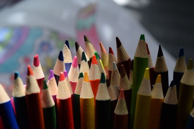 Close-up of colorful pencils