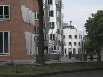 High angle view of buildings in city