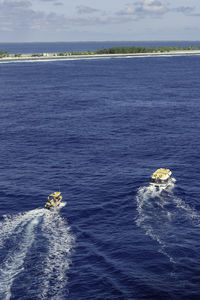 High angle view of sea against sky