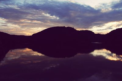 Reflection of clouds in lake during sunset