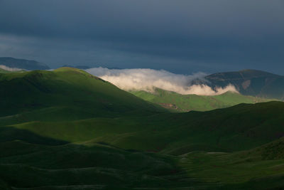 Alpine meadows in mountainous chechnya in the caucasus