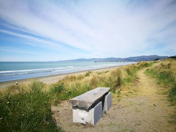 Scenic view of beach against sky