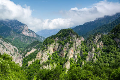 Panoramic view of mountains against sky