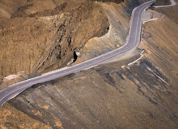 High angle view of road amidst land