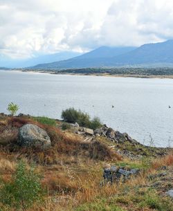 Scenic view of lake against sky