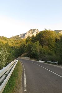 Road by trees against sky