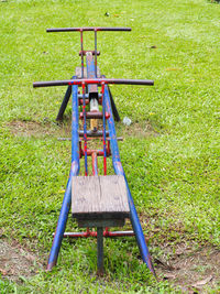 Deck chairs on grass