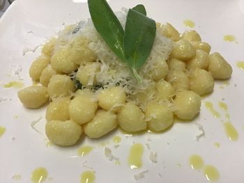 High angle view of fresh vegetables in plate