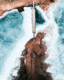 High angle view of waterfall in swimming pool