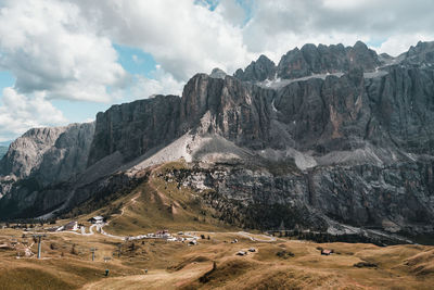 Panoramic view of landscape and mountains against sky