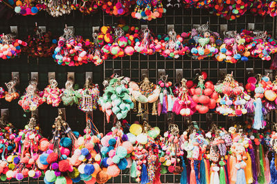 Multi colored flowers for sale at market stall