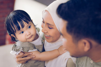 Lifestyle image of a happy family bonding together.