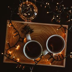 Close-up of illuminated tea