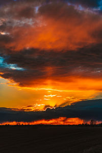 Scenic view of dramatic sky during sunset