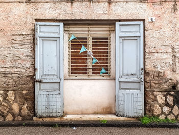 Closed door of old building