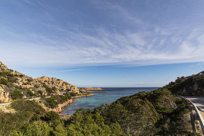 Scenic view of bay against sky