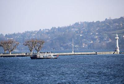 Scenic view of sea against clear sky