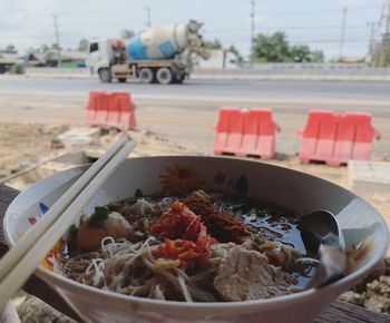 Close-up of food in bowl on table