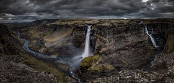 Scenic view of waterfall