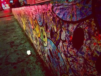 Close-up of illuminated stone wall