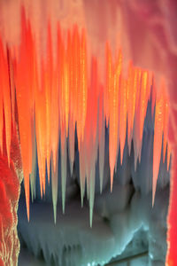 Icicles and snowflakes in an ice cave