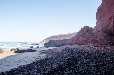 Scenic view of sea against clear sky