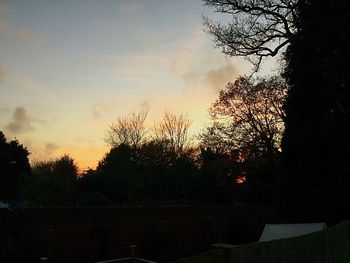 Silhouette of trees against sky at sunset