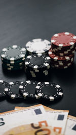 Close-up of coins on table