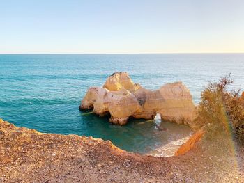 Scenic view of sea against clear sky