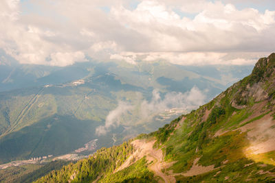 Scenic view of mountains against sky