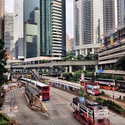 Cars on road in city