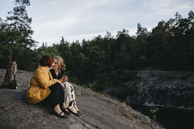 Female couple sitting together