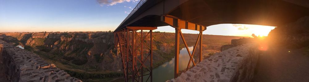 Panoramic view of mountains at sunset