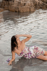 Woman relaxing on beach