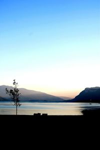 Scenic view of calm sea at sunset