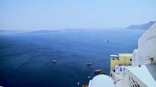 High angle view of the sea in oia santorini, greece 