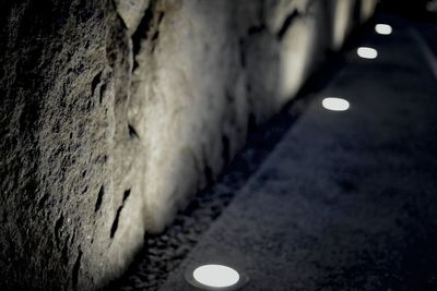 Close-up of illuminated tunnel