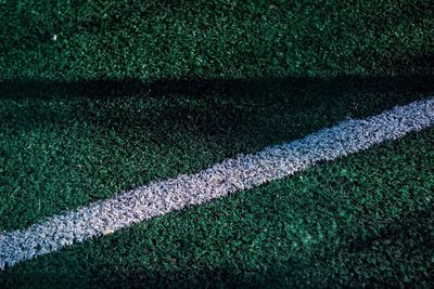 High angle view of soccer field