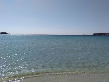 Scenic view of sea against clear sky