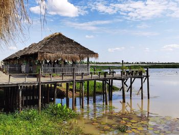 Stilts over lake in prey pros, cambodia