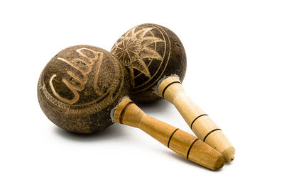 High angle view of typewriter against white background