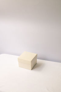 High angle box  on white table