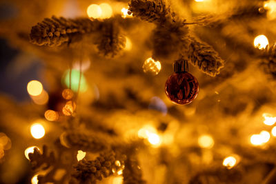 Close-up of illuminated christmas lights hanging on ceiling