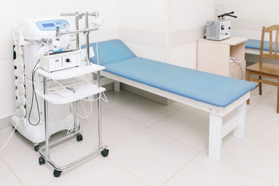 High angle view of bed at hospital